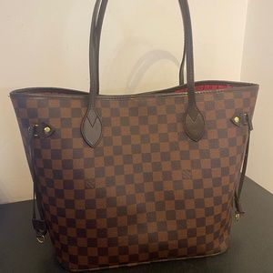 Brown Checkered Tote Bag